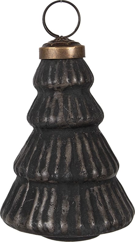 Clayre & Eef Kerstbal Overig Ø 6x9 cm Zwart Glas Kerstballen