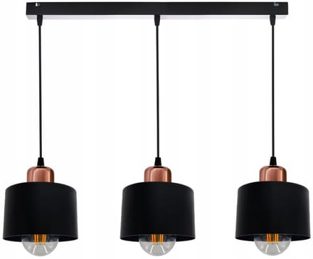 Moderne zwarte plafondlamp met Koperen accenten - Edison Stijl