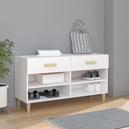vidaXL - Schoenenkast - 102x35x55 - cm - bewerkt - hout - wit