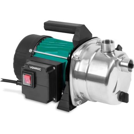 VONROC Beregeningspomp / Waterpomp 1000W - 3500l/u - RVS pomphuis - Voor besproeien van tuin/gazon