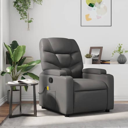 Vidaxl Klapbare Massagestoel, Grijs, Bekleed met Kunstleer