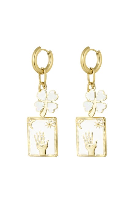 Bijoutheek Oorhangers Magic Hand Wit Goud