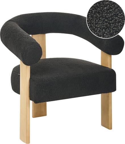 ILBRO - Fauteuil - Zwart/Lichtbruin - Bouclé