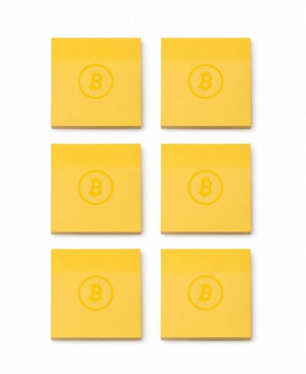 Bitcoin sticky notes - 6 memoblokken - 76x76mm - Oranje - crypto - 600 memoblaadjes