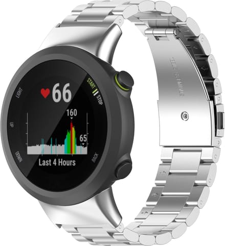 By Qubix - Stalen schakelband - Zilver - Geschikt voor Garmin Forerunner 45 / 45S