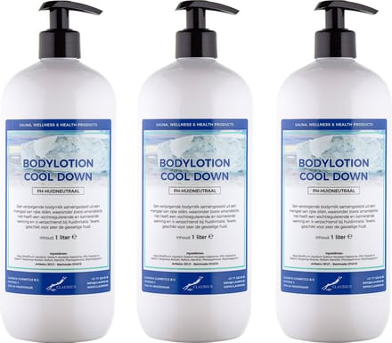 Bodylotion Cool Down 1 Liter - met gratis pomp - set van 3 stuks