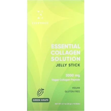 Everydaze, bâtonnets de gelée Essential Collagen Solution, raisin vert, 3 000 mg, 10 pièces, 20 g (0,7 oz) chaque