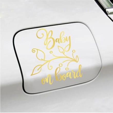 Bumpersticker - Baby On Board - 12,7 X 11,7 - Goud