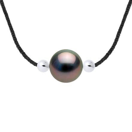 LOVE LINK Ketting Tahitian Pearl Ronde 8-9 mm Nylon Black 925