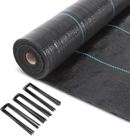 Mulchdoek 2 x 50 m met 100 haringen voor onkruidbestrijding