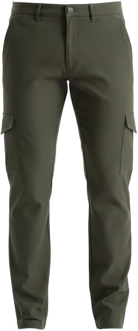 OMBRE Broek - Regular Fit - Viscose - Knopen Donkere Olijf M