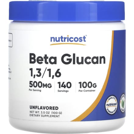 Nutricost, Bêta-glucane 1,3/1,6, sans saveur, 500 mg, 3,5 oz (100g)