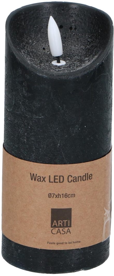 Led waskaars zwart Ø7xh16cm