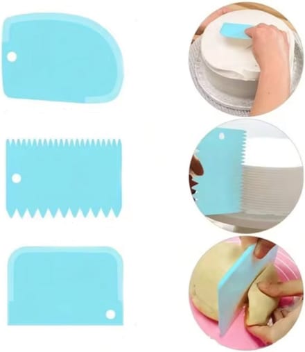 CHPN - Deegschraper - Deegschrapers - Deegkrabber - Deegsteker - Bakken - Bakker - Set van 3 Deegschrapers - Deegsnijden - Blauw