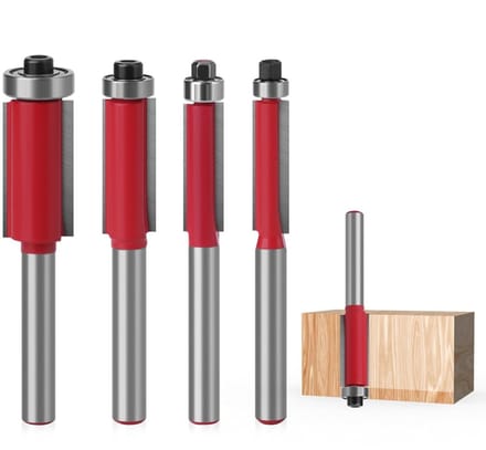 Set van 4 Houtfrezen met Lager voor Bovenfrees, 6 mm Schacht