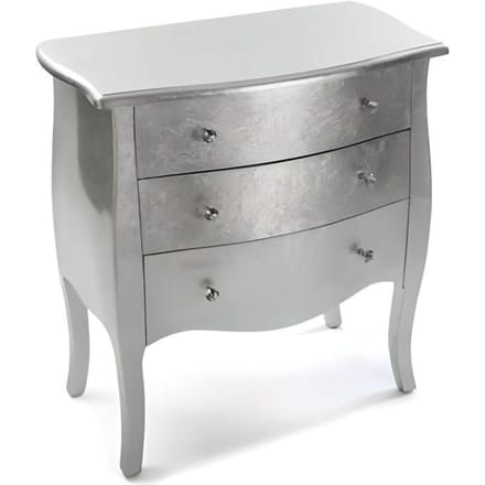 Commode - VERSA - CAGLIARI - 3 tiroirs - Gris - Feuilles d'argent