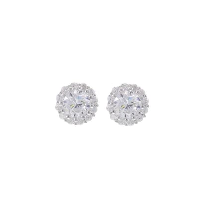 Behave - Oorknoppen dames - zilverkleur kristalrond - moderne sparkle