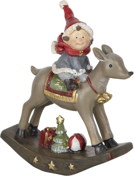 Clayre & Eef Beeld Kind 11x4x13 cm Bruin Blauw Polyresin Kerstdecoratie