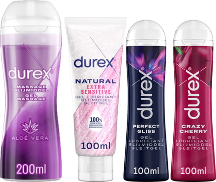 Durex - 4 Glijmiddelen - Aloe Vera- Natural extra sensitive - Perfect Gliss - Crazy Cherry - 500ml