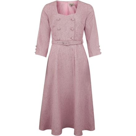 Banned Retro - Rockabilly Midi-jurk - Isobel Dress - XS tot XXL - voor Vrouwen - lichtroze