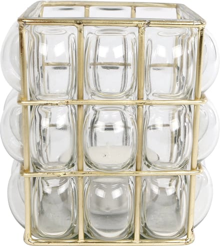 DoaBuy windlicht glas (Clara) 12 cm goud goud