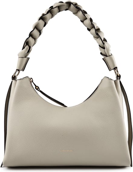 COCCINELLE Leren schoudertas Boheme Grana Double Shoulder Bag Eucalipto / Fango groengrijs