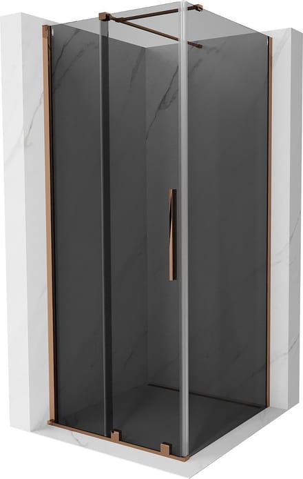Mexen Velar schuifdouchecabine 100 x 100 , grafiet, roze goud - 871-100-100-41-60