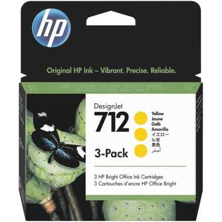 HP 712 3-pack geel (Origineel Hoge Capaciteit)