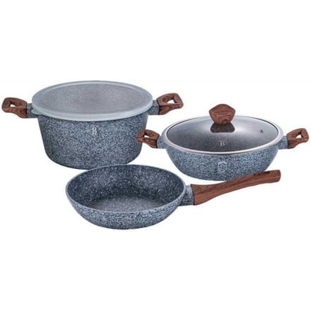 Berlinger Haus Forest Line - Granieten Pannenset - 2 Potten + Pan - Soft-Touch Handgreep