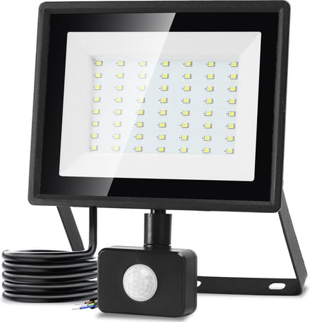 Aigostar 10LI2 - LED Schijnwerper 50W met sensor - IP65 Waterdicht - 6500K - Daglicht wit - Floodlight - Bouwlamp - Zwart