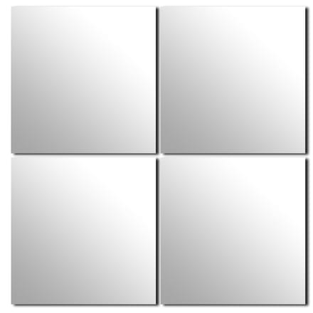 Tendance Plak spiegel tegels - 4x stuks - glas - zelfklevend - 30 x 30 cm - vierkant - muur/deur/wand