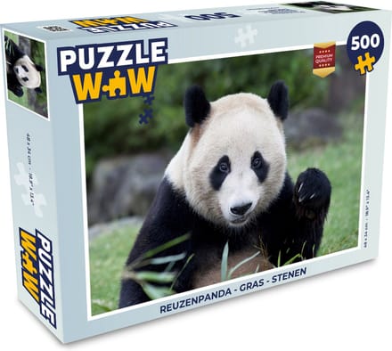Puzzel Reuzenpanda - Gras - Stenen - Legpuzzel - Puzzel 500 stukjes