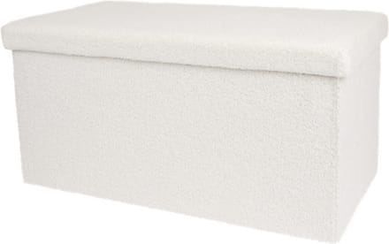Teddy - Opbergpoef - Vouwbaar - Wit - 76 cm breed - 38cm hoog - bankje - organizer