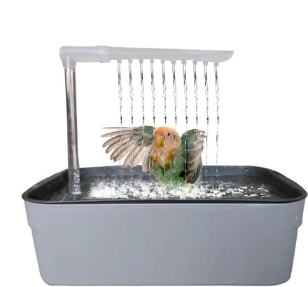 Automatic Parrot Bathtub, Usb Powered Bird Shower, Electric Cockatiel Bath Tub with Water Circulation for Small and Medium Pet Birds,Grey
