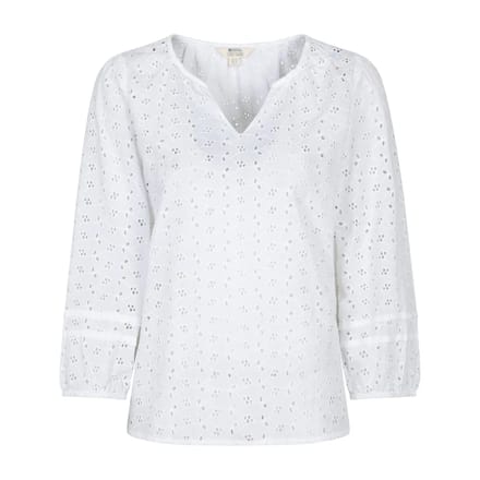 Mountain Warehouse Dames Broderie Lichte 3/4 Mouwen Casual Shirt (Wit)