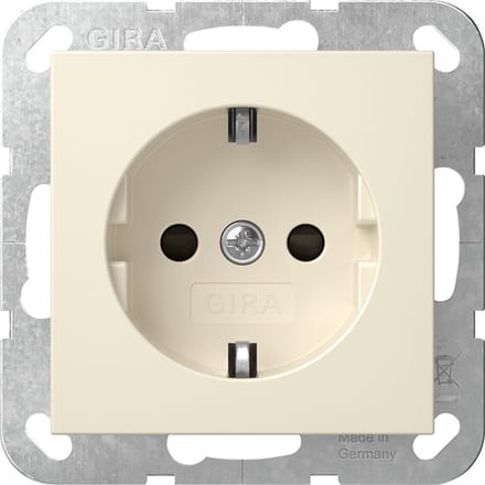 GIRA Systeem 55 Wandcontactdoos met randaarde Kinderveilig 1V Crème wit 475501