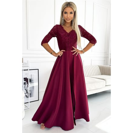 Lace Majesty Dress - Burgunderrot / S