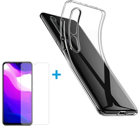 Silicone hoesje transparant met 2 Pack Tempered glas Screen Protector Geschikt voor: Xiaomi Mi 10 Lite