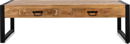 Salontafel Britt mangohout met 2 Lades 140x70 cm - Naturel