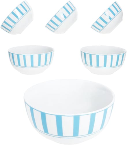 MamboCat Set van 6 SPLIT TURQUoise porseleinen graankommen 6 personen