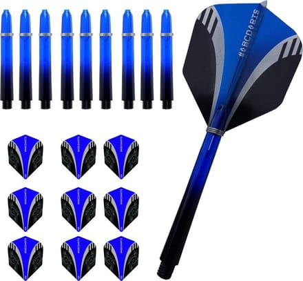 ABC Dart - Dart Flights en Darts Shafts Short - Tribal blauw - 3 sets