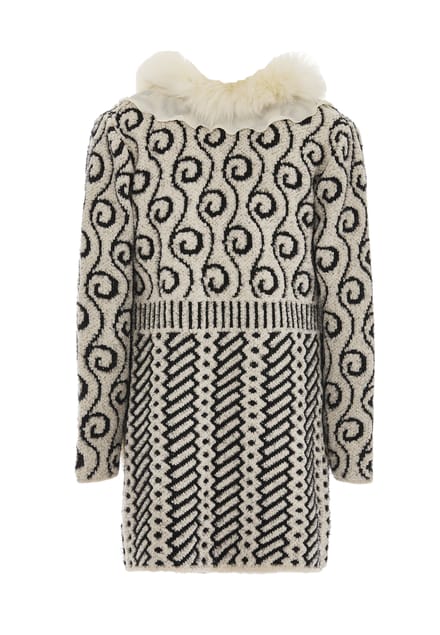 Faina Vest Dames wol wit zwart