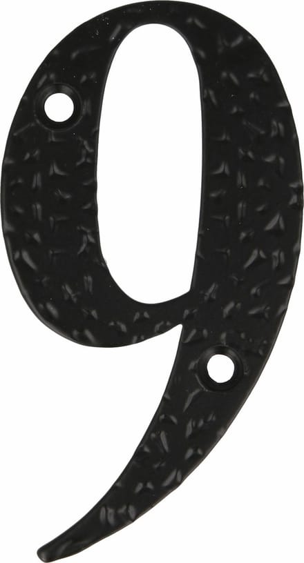 AMIG Huisnummer 9 - massief gesmeed staal - 10cm - incl. bijpassende schroeven - zwart