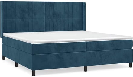 vidaXL - Boxspring - met - matras - fluweel - donkerblauw - 200x200 - cm