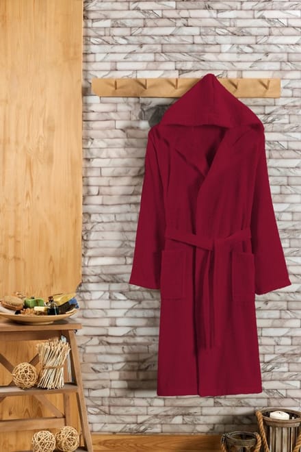 Dames Heren - Sauna - Ochtendjas - Bordeaux - Badstof - Wellness