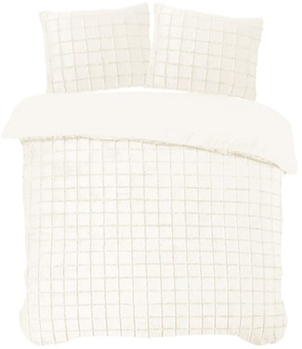 iSleep Dekbedovertrek Rabbit Check - Eenpersoons - 140x200/220 cm - Creme