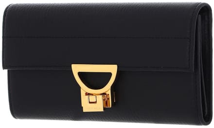 COCCINELLE Leren Portemonnee Arlettis Wallet Grained Leather Noir Zwart