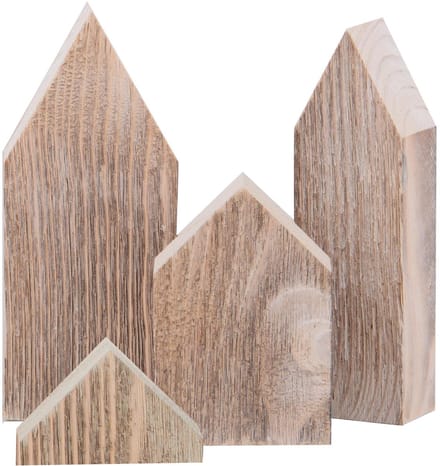 UNUS® Huisjes-set houten, set van 4 Stads hout wit woondecoratie