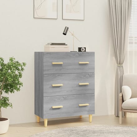 vidaXL - Dressoir - 70x34x90 - cm - bewerkt - hout - grijs - sonoma - eikenkleurig