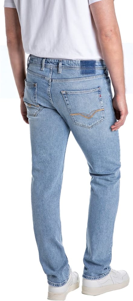 Replay jeans Grover straight fit lichtblauw effen
